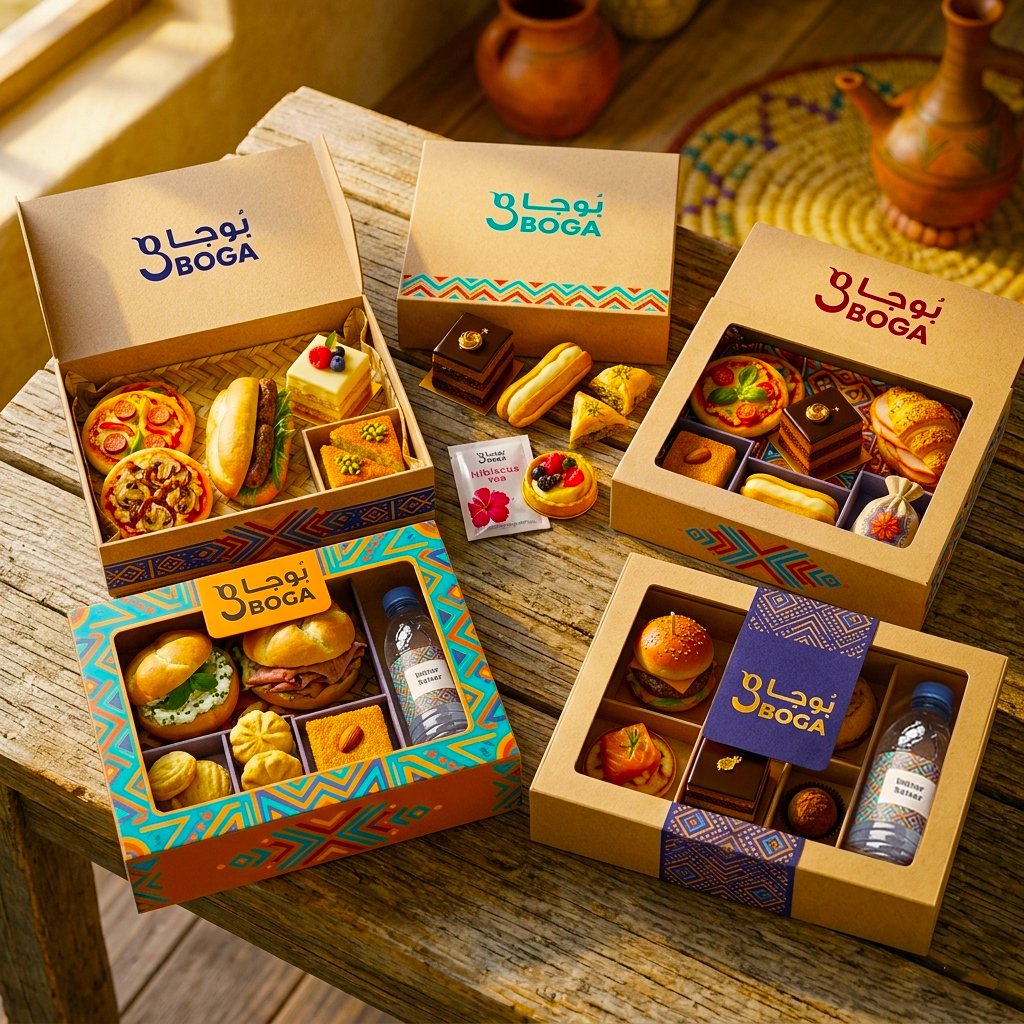 علب ضيافة بوجا الفاخرة للعزومات والمناسبات الاجتماعية وأعياد الميلاد boga luxury catering boxes for social events and birthdays